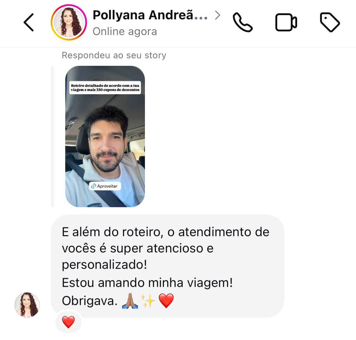Depoimento sobre atendimento atencioso
